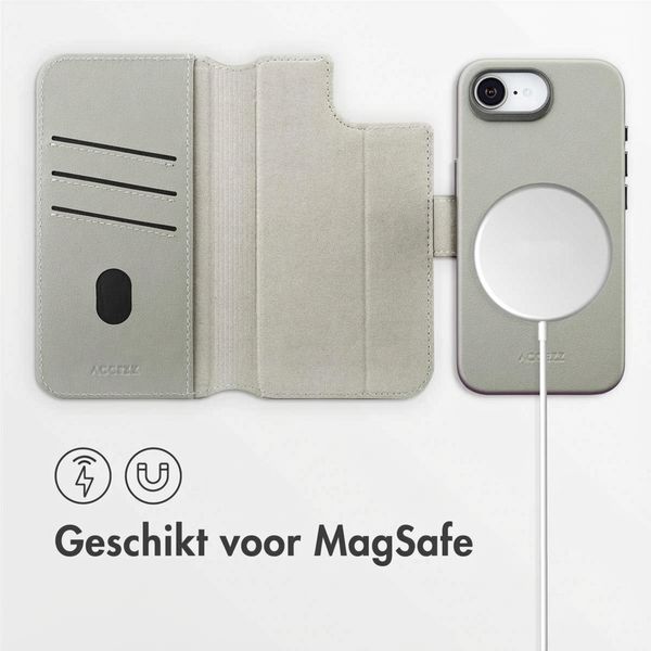 Accezz Leather Bookcase 2-in-1 met MagSafe Apple iPhone 17e / 16e - Light Grey