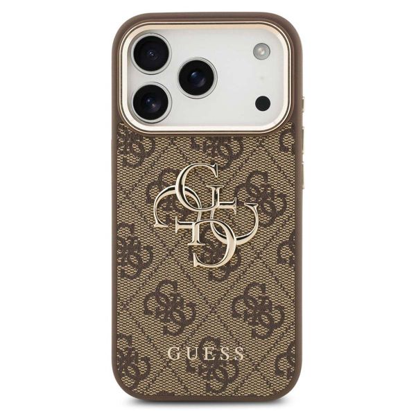 Guess 4G Metal Logo Backcover Apple iPhone 17 Pro Max - Gold Edge - Brown