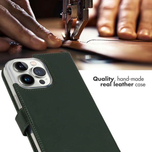 Selencia Genuine Leather Book Case Apple iPhone 14 Pro Max - Green