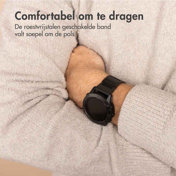 Accezz Mat Titanium bandje  - Garmin 22 mm aansluiting - Zwart