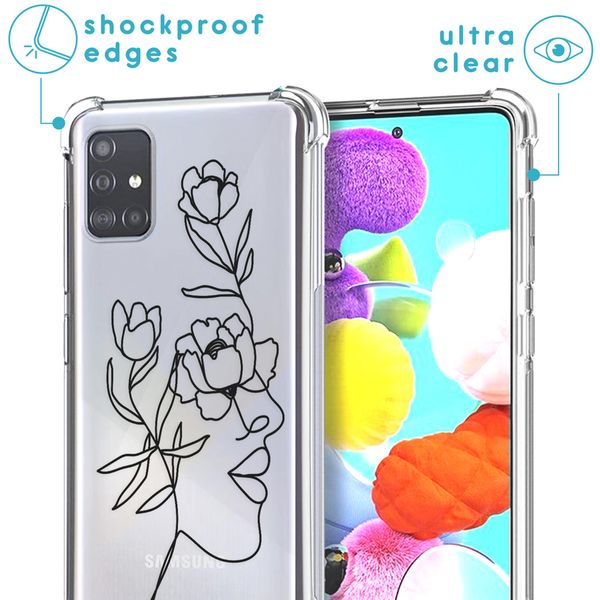 imoshion Design hoesje met koord Samsung Galaxy A71 - Abstract Gezicht Bloem