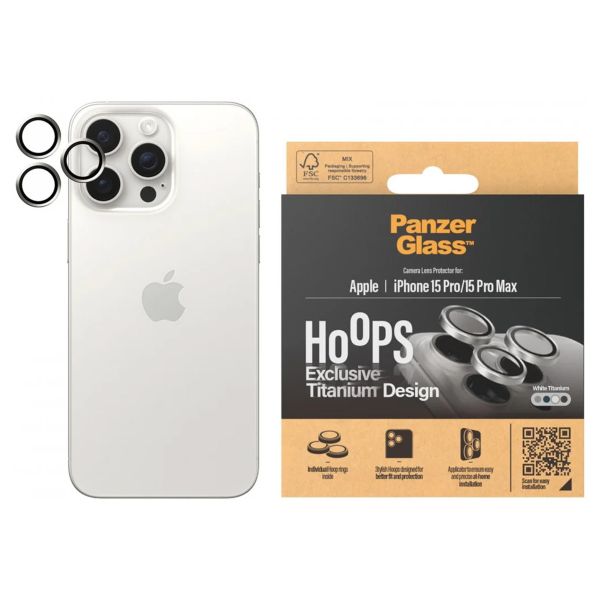 PanzerGlass Camera Protector Hoops Optic Rings Apple iPhone 15 Pro / 15 Pro Max - White Titanium