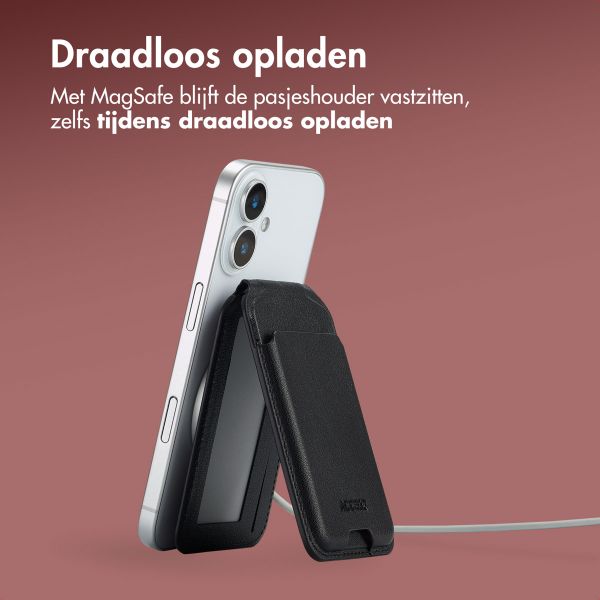 Accezz Leren Wallet met standaard - Geschikt voor MagSafe en Qi2 - Onyx Black