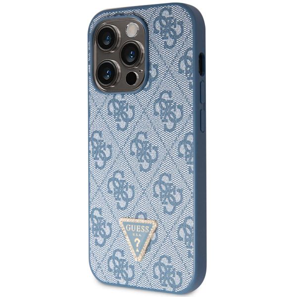 Guess 4G Logo Triangle Strass Backcover Apple iPhone 15 Pro - Blauw