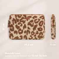 Selencia Teddy Laptop hoes 15-16 inch - Laptopsleeve - Vanilla Leopard