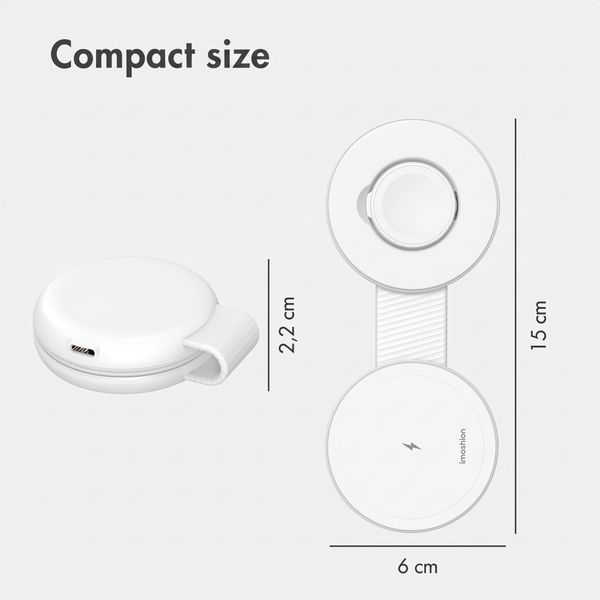 imoshion 2-in-1 Wireless Travel Charger 25W - iPhone / AirPods / Apple Watch - Qi2.2 - White