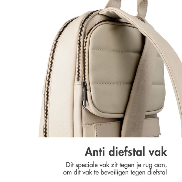 Accezz Leather Laptop rugzak 16 inch - Beige