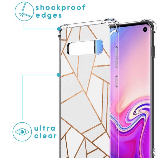 imoshion Design hoesje met koord Samsung Galaxy S10 Plus - Grafisch Koper - Wit / Goud