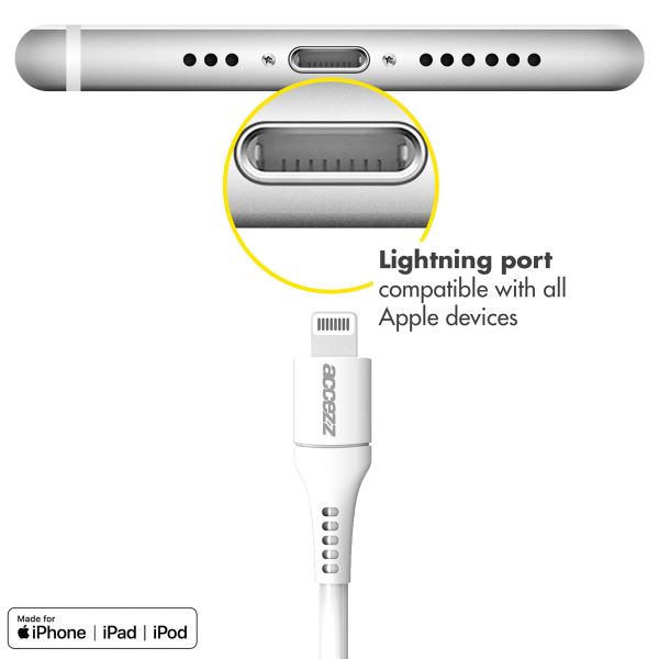 Accezz Lightning naar USB-C kabel - MFi certificering - 2 meter - Wit