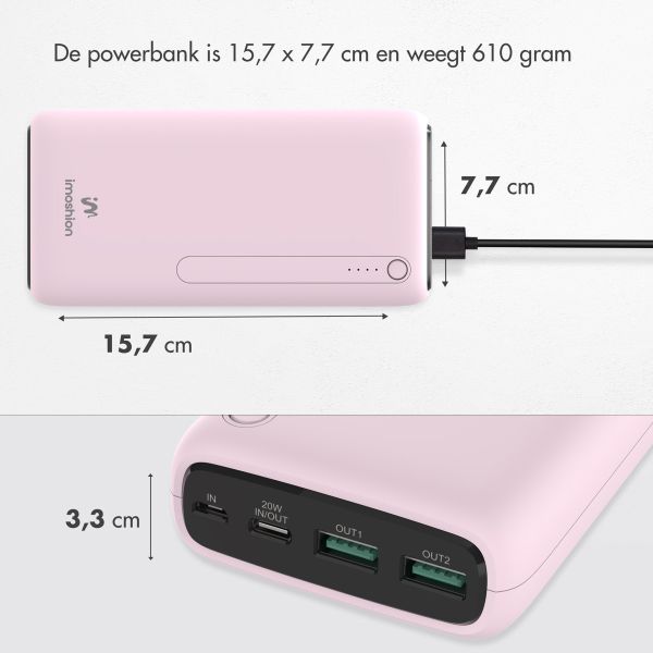 imoshion Powerbank - 27.000 mAh - Quick Charge en Power Delivery - Roze