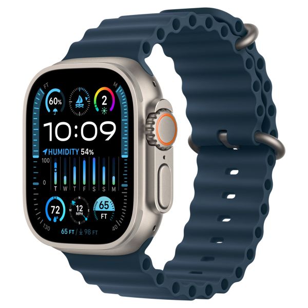 Apple Ocean Band Apple Watch Series 1 t/m 10 / SE / Ultra (2) (44/45/46/49 mm) - Blauw