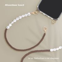Selencia Telefoonkoorden set met Parels en Elastiekjes - Mocha Brown