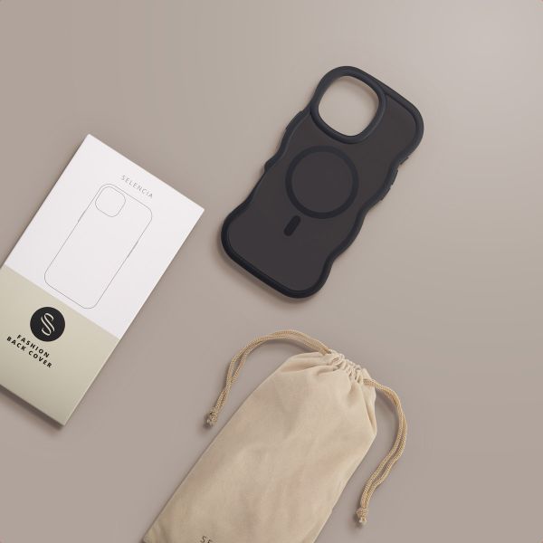 Selencia Wavy Backcover met MagSafe Apple iPhone 16 Pro Max - Zwart