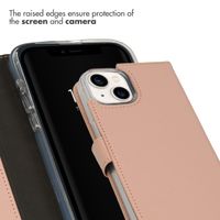 Selencia Genuine Leather Book Case Apple iPhone 14 - Dusty Pink