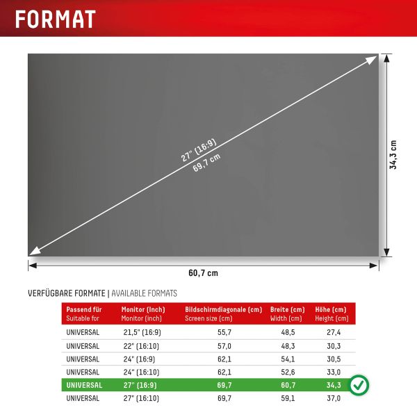 Displex Privacy Safe Magnetische Screenprotector Desktop 27 inch - Universeel - 16:9