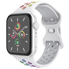 imoshion Sport⁺ bandje Apple Watch Series 1 t/m 9 / SE (38/40/41 mm) | Series 10 / 11 (42 mm) - Maat S/M - White Rainbow