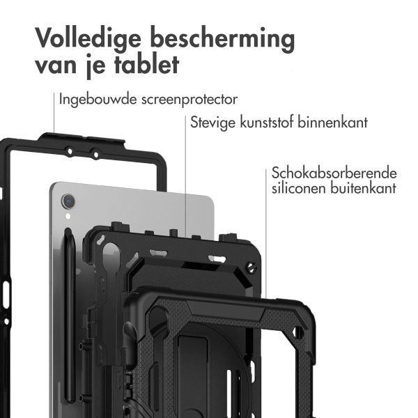 Accezz Rugged Backcover met schouderstrap Samsung Galaxy Tab S10 Lite / S9 11 inch / S10 FE / S9 FE 10.9 inch - Zwart