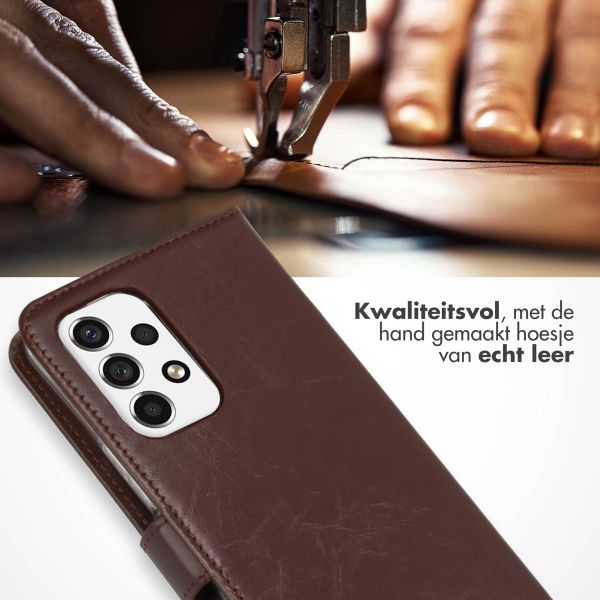 Selencia Echt Leren Bookcase Samsung Galaxy A53 - Bruin