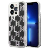 Karl Lagerfeld Liquid Glitter Backcover Monogram iPhone 14 Pro - Zwart