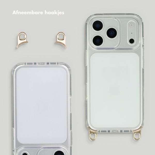Selencia Transparent Case with Hooks + Lova Wrist Strap Apple iPhone 17 Pro Max - Mocha Brown