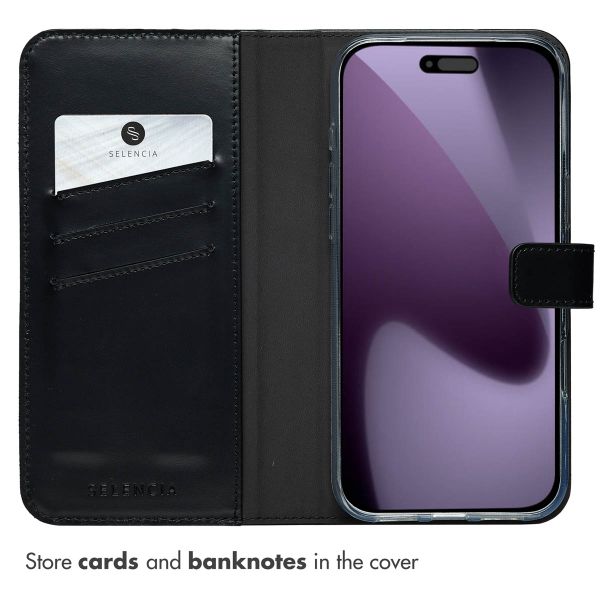 Selencia Genuine Leather Book Case Apple iPhone 17 Pro Max - Black