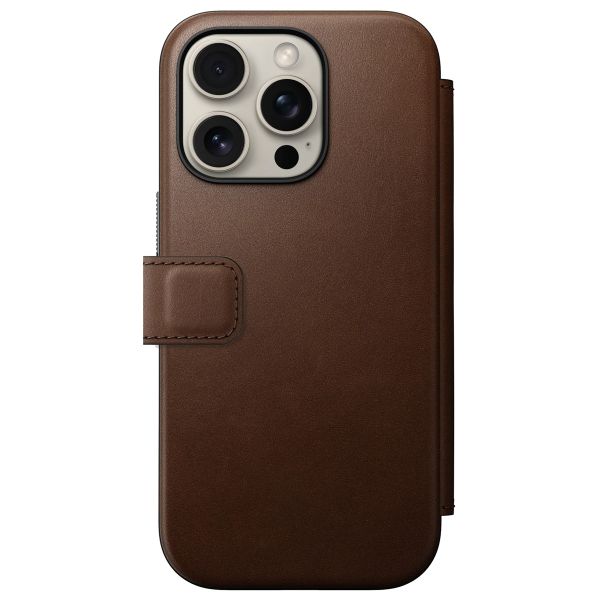 Nomad Modern Leather Folio Bookcase iPhone 16 Pro - Brown