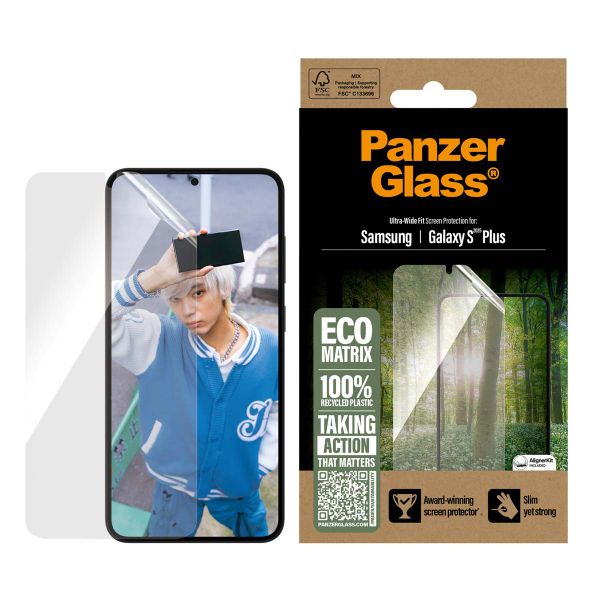 PanzerGlass Matrix Recycled Ultra-Wide Fit Anti-Bacterial Screenprotector incl. applicator Samsung Galaxy S25 Plus