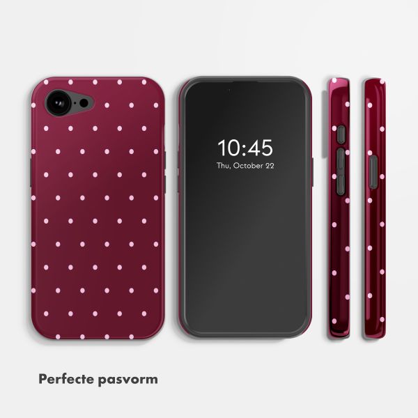 Selencia Vivid Backcover met MagSafe Apple iPhone 17e / 16e - Happy Dots Burgundy