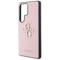Guess 4G Metal Logo Saffiano Backcover Samsung Galaxy S25 Ultra - Roze