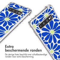 imoshion Design hoesje met koord Samsung Galaxy S10 - Cobalt Blue Flowers Connect