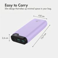 imoshion Power bank 20,000 mAh - 22.5W Fast charger - USB-C / USB-A - Lilac