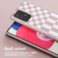 Selencia Siliconen design hoesje met afneembaar koord Samsung Galaxy A53 - Irregular Check Sand Pink