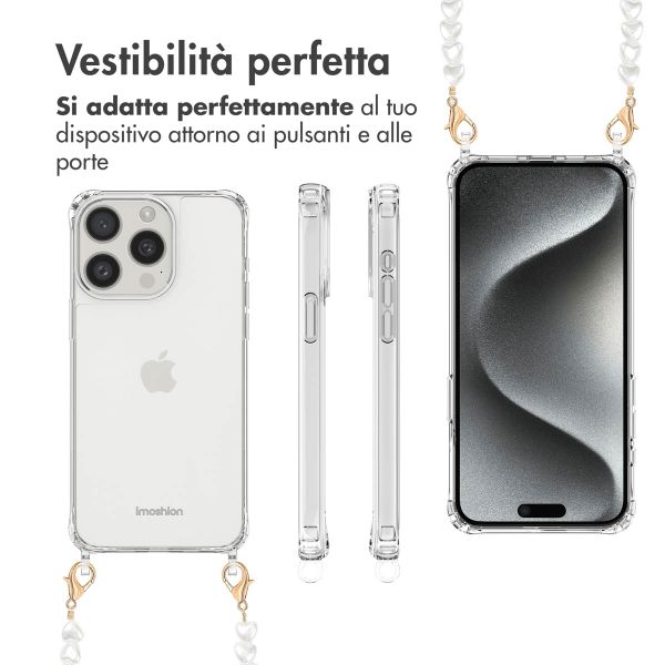imoshion Backcover met koord + armband Apple iPhone 15 Pro Max - Parels Hartjes