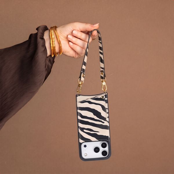 Selencia Nova Telefoonhoes met Koord en Pashouder Apple iPhone 14 Pro - Zazzy Zebra