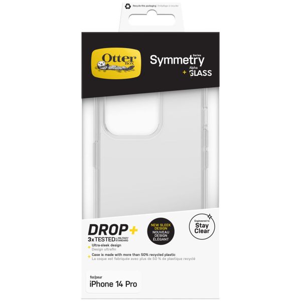 OtterBox Symmetry Backcover + Alpha Glass Screenprotector iPhone 14 Pro - Transparant