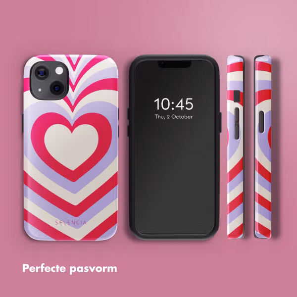 Selencia Vivid Backcover met MagSafe Apple iPhone 13 - Double Hearts Rubine Red Lilac