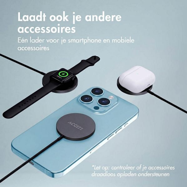 Accezz Wireless Charger USB-C - MagSafe Draadloze Oplader - 1 meter - Zwart
