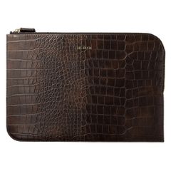 Selencia Croco laptop hoes 14 inch - Laptopsleeve - Choco Brown