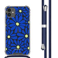 imoshion Design hoesje met koord iPhone 11 - Cobalt Blue Flowers Connect