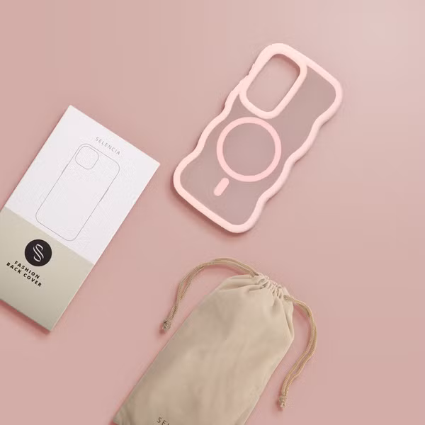 Selencia Wavy Backcover met MagSafe Samsung Galaxy S26 Ultra - Soft Pink