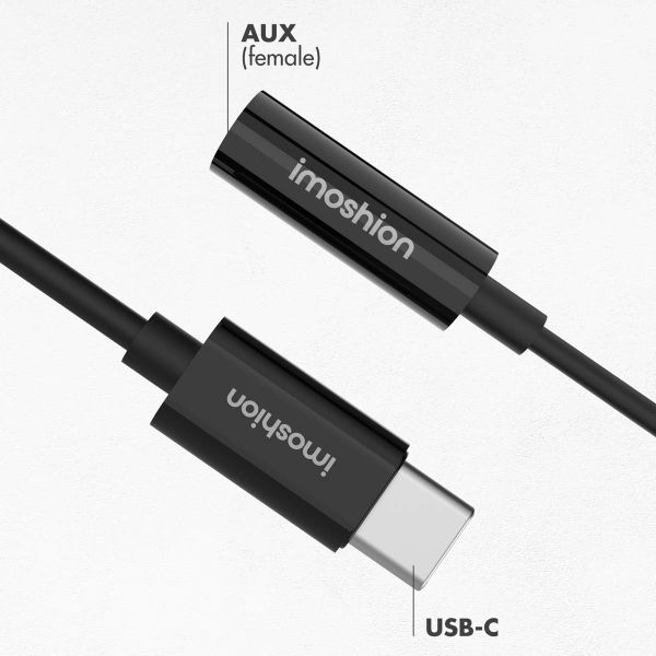 imoshion AUX adapter - USB-C naar 3,5 mm / Jack audio adapter - USB-C male to AUX female - Zwart