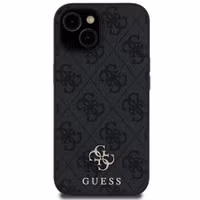 Guess 4G Metal Logo Backcover MagSafe Apple iPhone 15 - Zwart