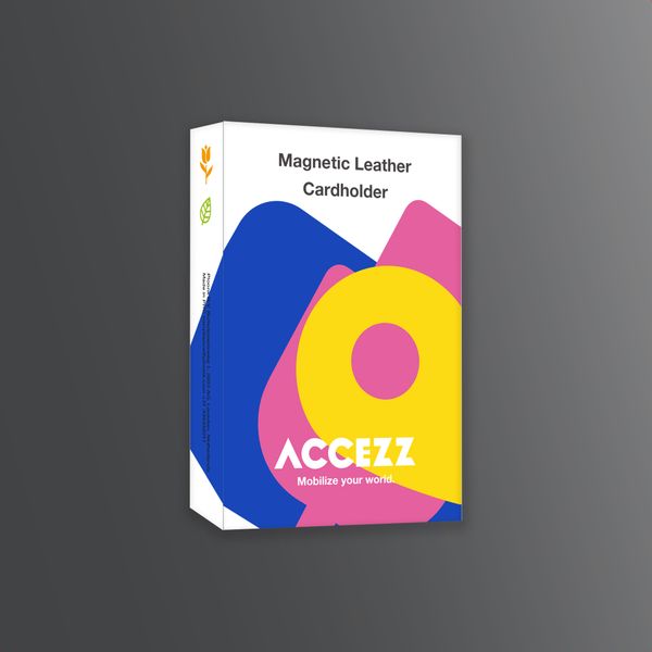 Accezz Magnetic Leather Card Holder - Compatible with Apple Find My - Onyx Black