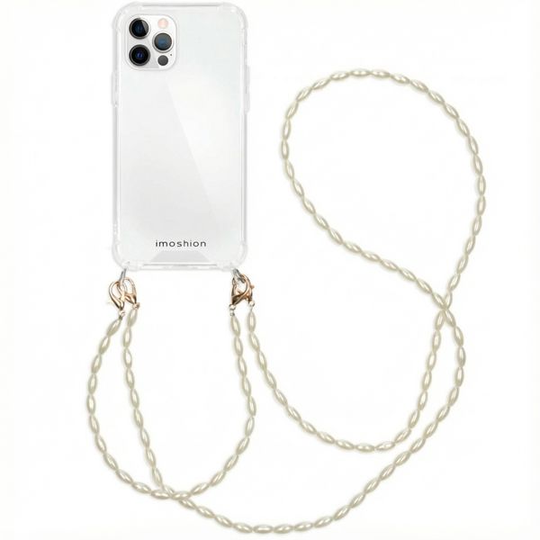imoshion Backcover met koord + armband - Parels Apple iPhone 12 (Pro) - Transparant