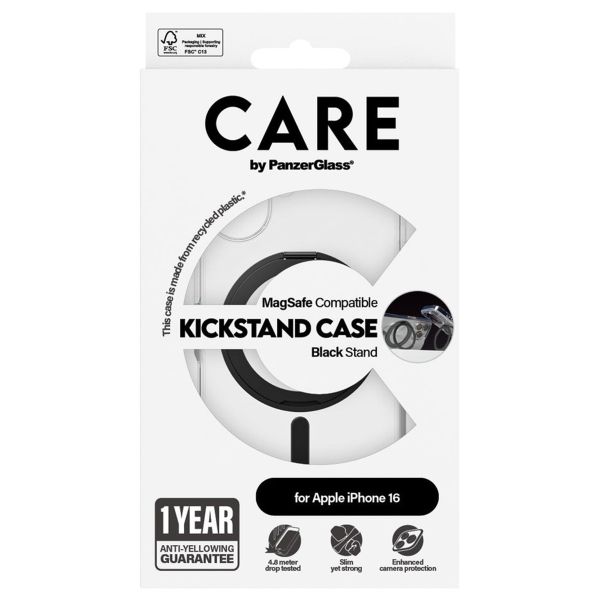 CARE by PanzerGlass Kickstand Case MagSafe Apple iPhone 16 - Zwart