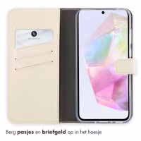 Selencia Echt Leren Bookcase Samsung Galaxy A35 - Greige