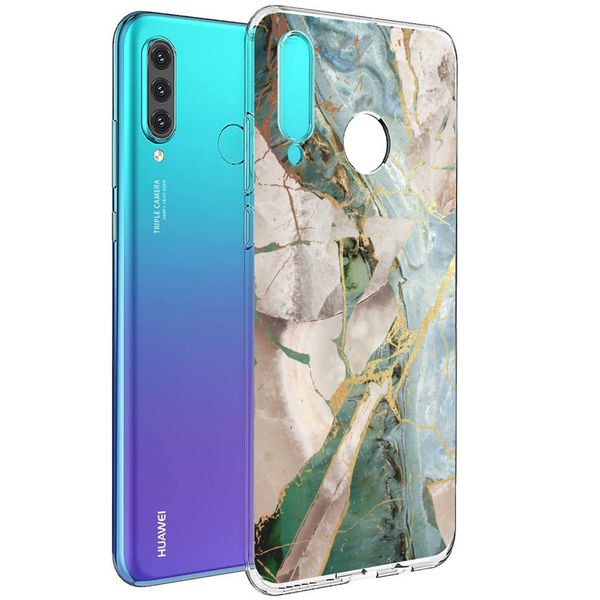 imoshion Design hoesje Huawei P30 Lite - Marmer - Gebroken Beige