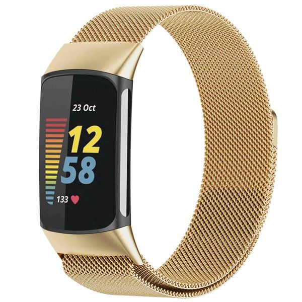 imoshion Milanees magnetisch bandje Fitbit Charge 5 / Charge 6 - Maat M - Goud