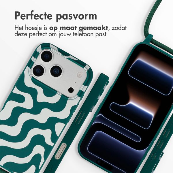 imoshion Siliconen design hoesje met koord Apple iPhone 17 Pro - Petrol Green Groovy