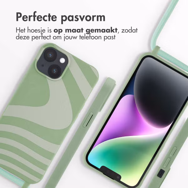 imoshion Siliconen design hoesje met koord Apple iPhone 14 - Retro Green